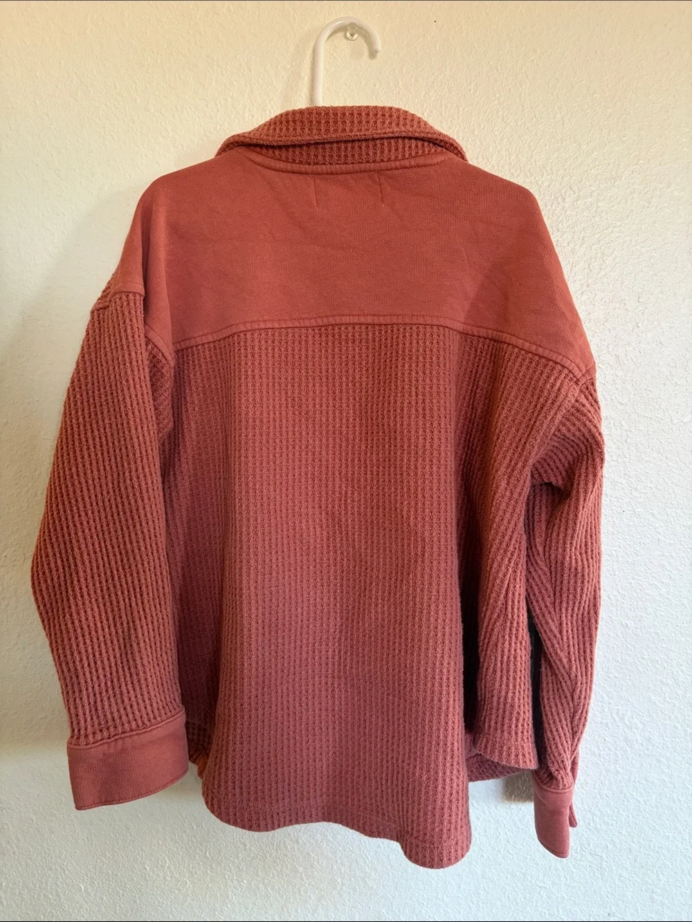 Old Navy Brick Red Waffle-Knit Button Front Sweater Shirt